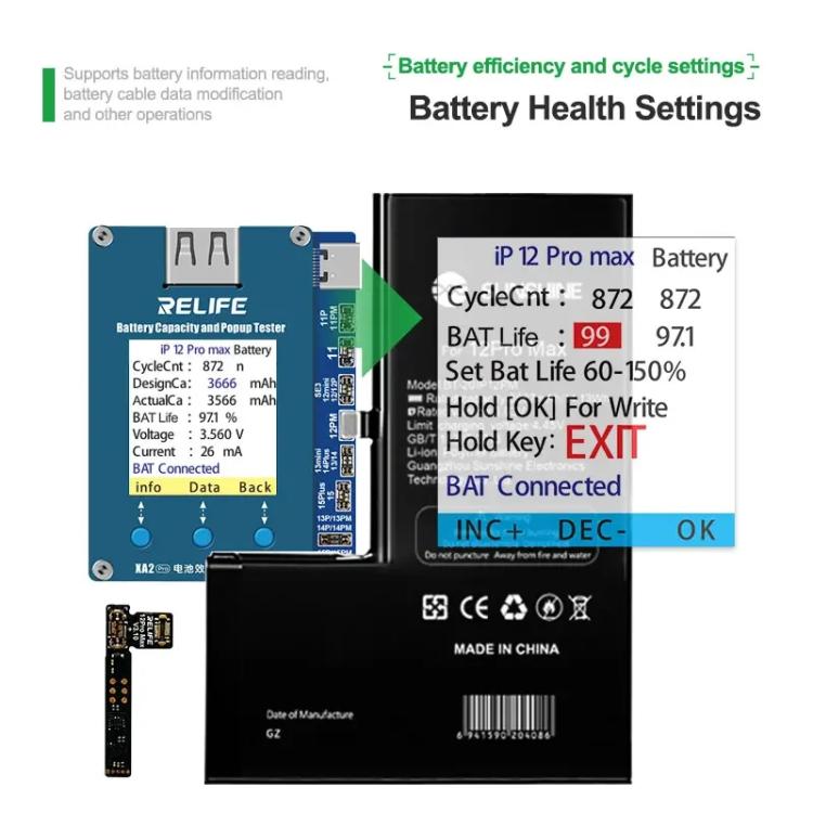 Testeur de taux de santé de la batterie sans câble externe Testeur contextuel d'efficacité de la batterie