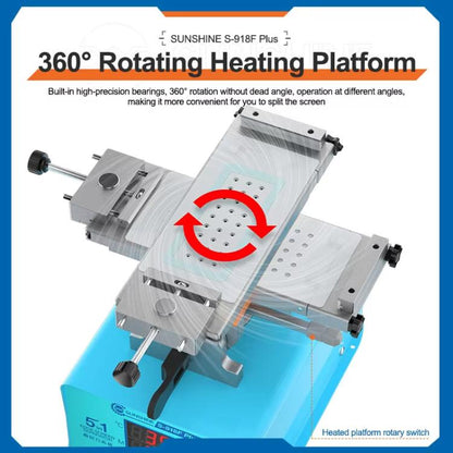 SUNSHINE S-918F Plus Séparateur d'écran incurvé 5 en 1 pour téléphone portable, réparation d'écran LCD, plateforme chauffante, S-918F Plus