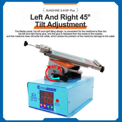 SUNSHINE S-918F Plus Séparateur d'écran incurvé 5 en 1 pour téléphone portable, réparation d'écran LCD, plateforme chauffante, S-918F Plus