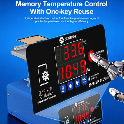 SUNSHINE S-918F Plus Séparateur d'écran incurvé 5 en 1 pour téléphone portable, réparation d'écran LCD, plateforme chauffante, S-918F Plus