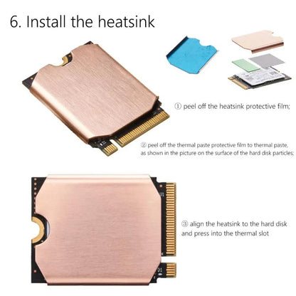 Dissipateur thermique en cuivre pour SSD Steam Deck, M.2 2230 NVMe