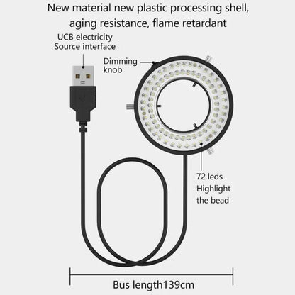 Source lumineuse annulaire pour microscope à 72 perles pour réparation de téléphone portable