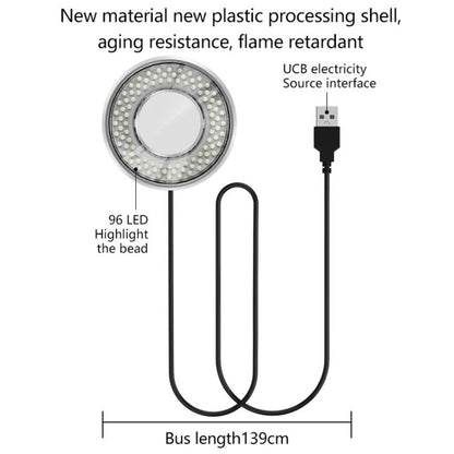 Lampes LED polarisées à anneau pour microscope de réparation de téléphone portable, 96 perles, éclairage de remplissage antireflet