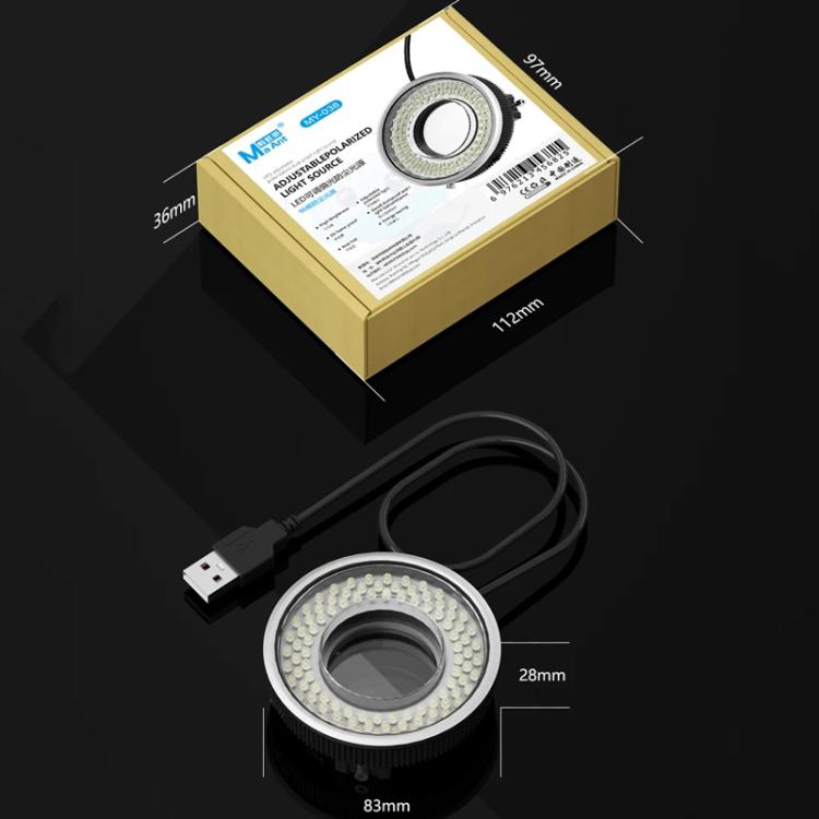 Lampes LED polarisées à anneau pour microscope de réparation de téléphone portable, 96 perles, éclairage de remplissage antireflet