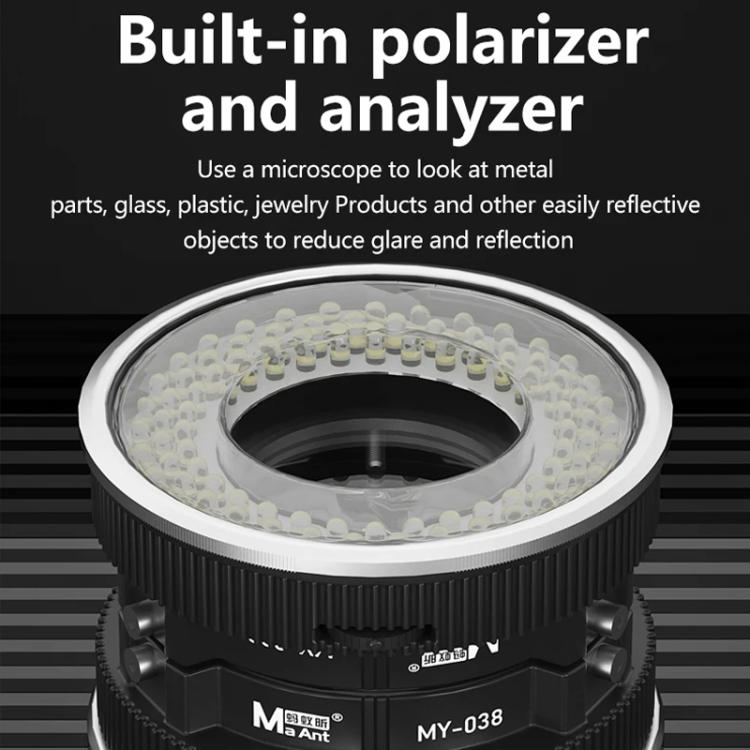 Lampes LED polarisées à anneau pour microscope de réparation de téléphone portable, 96 perles, éclairage de remplissage antireflet