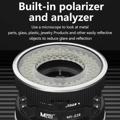 Lampes LED polarisées à anneau pour microscope de réparation de téléphone portable, 96 perles, éclairage de remplissage antireflet
