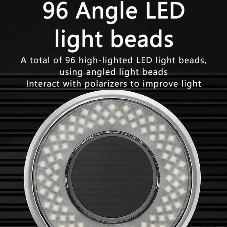 Lampes LED polarisées à anneau pour microscope de réparation de téléphone portable, 96 perles, éclairage de remplissage antireflet