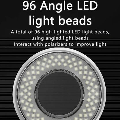 Lampes LED polarisées à anneau pour microscope de réparation de téléphone portable, 96 perles, éclairage de remplissage antireflet
