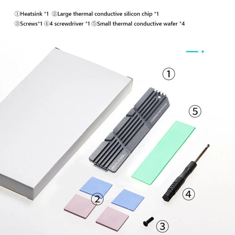 Radiateur SSD NVME M.2 2280 FinalCool pour PS5 Slim/Pro, dissipateur thermique intégré en alliage d'aluminium