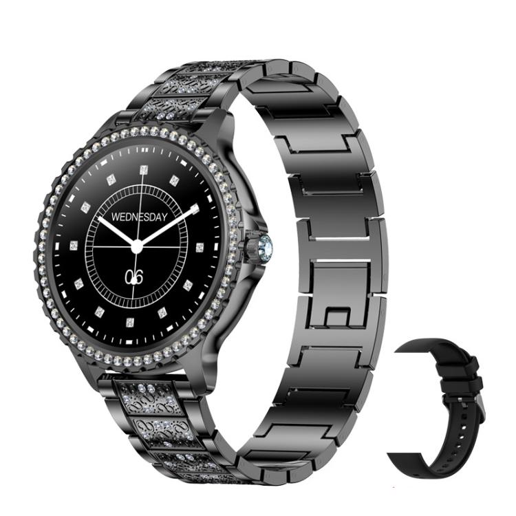 Appels Bluetooth, assistant vocal IA, montre connectée étanche pour le sport, Black Silicone Strap, Gold Pink Silicone Strap, Silver Gray Silicone Strap, Gold Rough Steel Strap+Pink Silicone Strap, Silver Rough Steel Strap+Gray Silicone Strap          ...