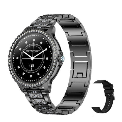 Appels Bluetooth, assistant vocal IA, montre connectée étanche pour le sport, Black Silicone Strap, Gold Pink Silicone Strap, Silver Gray Silicone Strap, Gold Rough Steel Strap+Pink Silicone Strap, Silver Rough Steel Strap+Gray Silicone Strap          ...