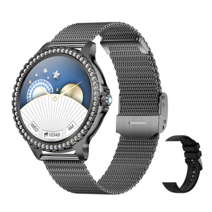 Appels Bluetooth, assistant vocal IA, montre connectée étanche pour le sport, Black Silicone Strap, Gold Pink Silicone Strap, Silver Gray Silicone Strap, Gold Rough Steel Strap+Pink Silicone Strap, Silver Rough Steel Strap+Gray Silicone Strap          ...