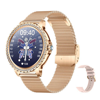 Appels Bluetooth, assistant vocal IA, montre connectée étanche pour le sport, Black Silicone Strap, Gold Pink Silicone Strap, Silver Gray Silicone Strap, Gold Rough Steel Strap+Pink Silicone Strap, Silver Rough Steel Strap+Gray Silicone Strap          ...