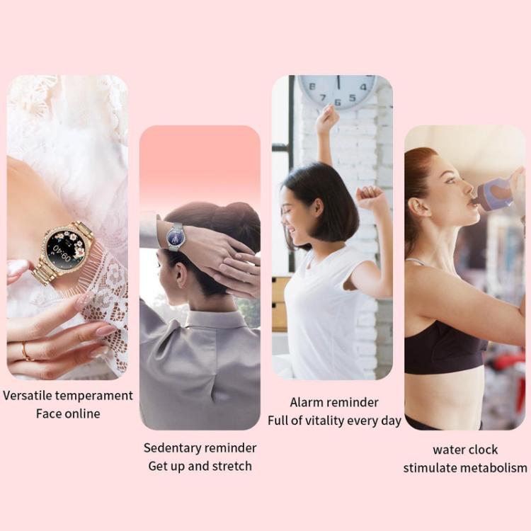 Appels Bluetooth, assistant vocal IA, montre connectée étanche pour le sport, Black Silicone Strap, Gold Pink Silicone Strap, Silver Gray Silicone Strap, Gold Rough Steel Strap+Pink Silicone Strap, Silver Rough Steel Strap+Gray Silicone Strap          ...