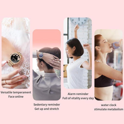 Appels Bluetooth, assistant vocal IA, montre connectée étanche pour le sport, Black Silicone Strap, Gold Pink Silicone Strap, Silver Gray Silicone Strap, Gold Rough Steel Strap+Pink Silicone Strap, Silver Rough Steel Strap+Gray Silicone Strap          ...