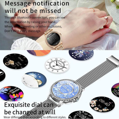 Appels Bluetooth, assistant vocal IA, montre connectée étanche pour le sport, Black Silicone Strap, Gold Pink Silicone Strap, Silver Gray Silicone Strap, Gold Rough Steel Strap+Pink Silicone Strap, Silver Rough Steel Strap+Gray Silicone Strap          ...