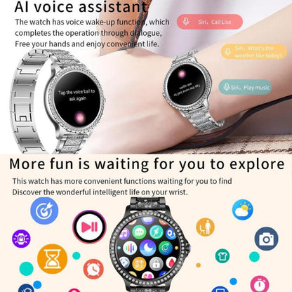 Appels Bluetooth, assistant vocal IA, montre connectée étanche pour le sport, Black Silicone Strap, Gold Pink Silicone Strap, Silver Gray Silicone Strap, Gold Rough Steel Strap+Pink Silicone Strap, Silver Rough Steel Strap+Gray Silicone Strap          ...