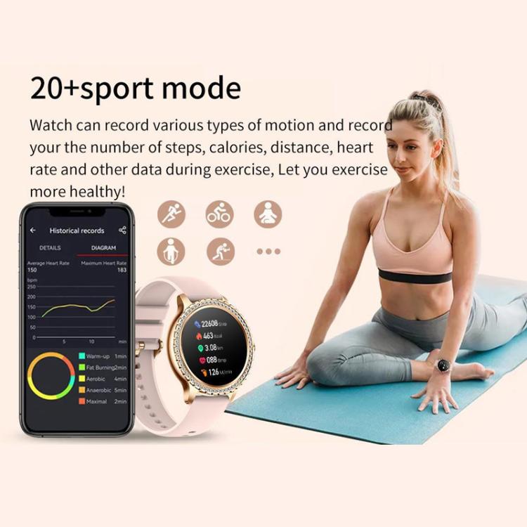 Appels Bluetooth, assistant vocal IA, montre connectée étanche pour le sport, Black Silicone Strap, Gold Pink Silicone Strap, Silver Gray Silicone Strap, Gold Rough Steel Strap+Pink Silicone Strap, Silver Rough Steel Strap+Gray Silicone Strap          ...