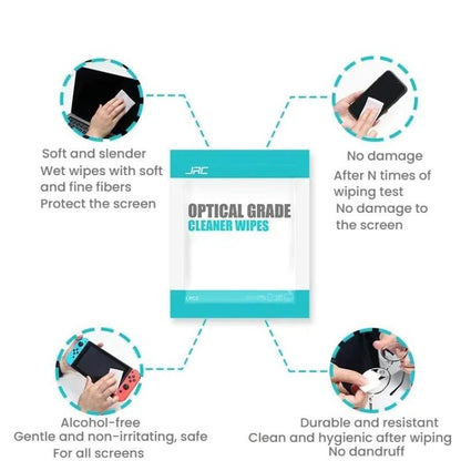 JRC F502 100pcs /Box Cleaning Glasses Paper Cell Phone Screen Cleaning Portable Alcohol Kit