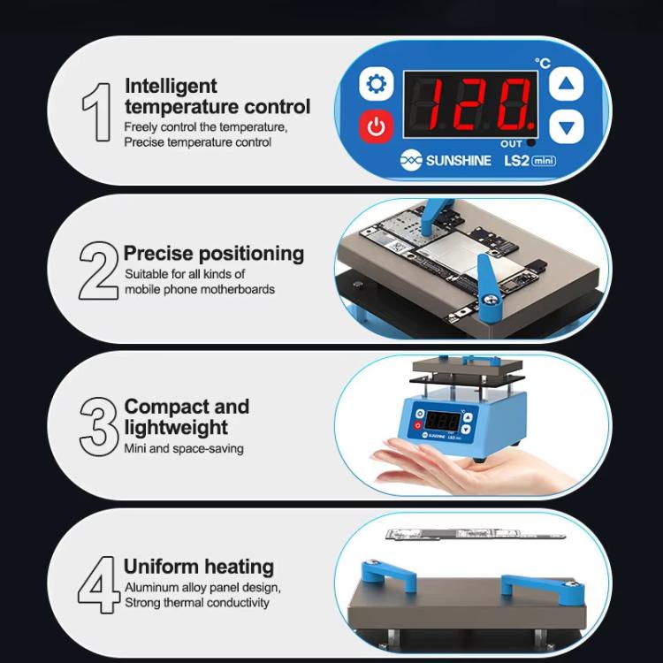 Mobile Phone Repair Non-Standard Motherboard Heating Table Supports Layered Bonding Tin Plating Degumming, EU Plug