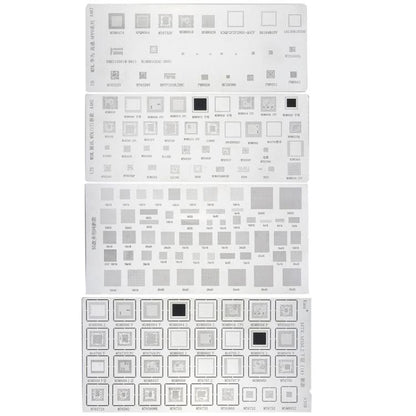Kaisi 4pcs Solder Paste Stencil Universal Mobile Phone BGA Reballing Stencils 55 Multi-Purpose Steel Mesh