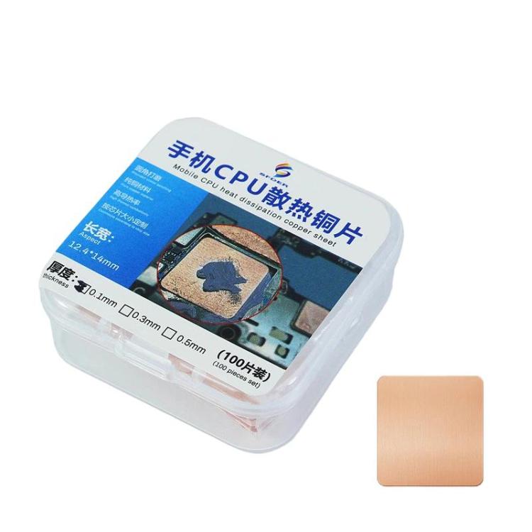Lot de 100 pads thermiques en cuivre rouge pour processeur de téléphone Android ; feuilles de cuivre haute conductivité, 0.1mm, 0.3mm, 0.5mm