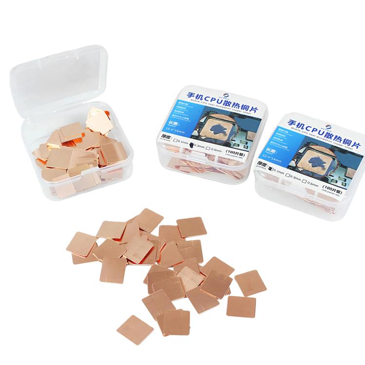 Lot de 100 pads thermiques en cuivre rouge pour processeur de téléphone Android ; feuilles de cuivre haute conductivité, 0.1mm, 0.3mm, 0.5mm
