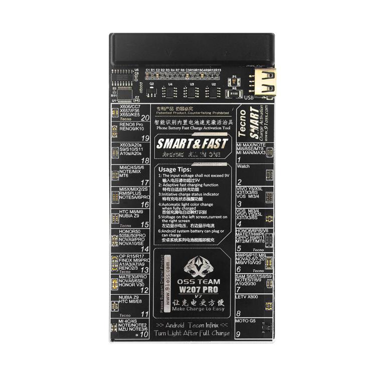 Carte de détection d'activation de batterie OSS TEAM W207 PRO V7, circuit intégré de charge rapide pour appareils Android, W207 PRO V7