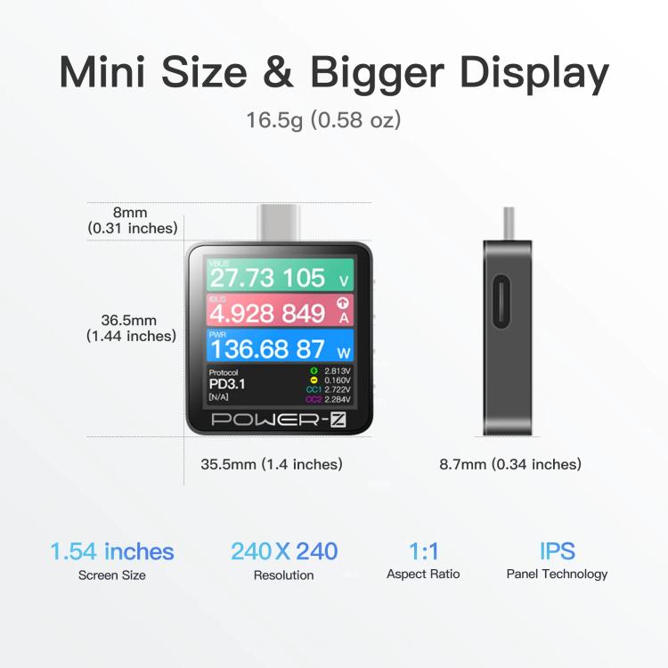 Testeur de charge rapide USB-C POWER-Z KM003C PD3.1 et analyseur de protocole