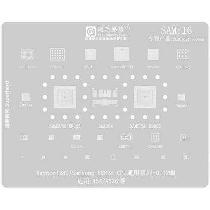 Outil de réparation et de soudage par pochoir de rebillage BGA AMAOE pour Samsung, SAM15 S21/S21 Ultra, SAM16 A53/A536, SAM17 S22/S22 Ultra, SAM18 A14/A54, SAM19 S23/S24, SAM20 A156U/A156E, SAM21 S25/S25+