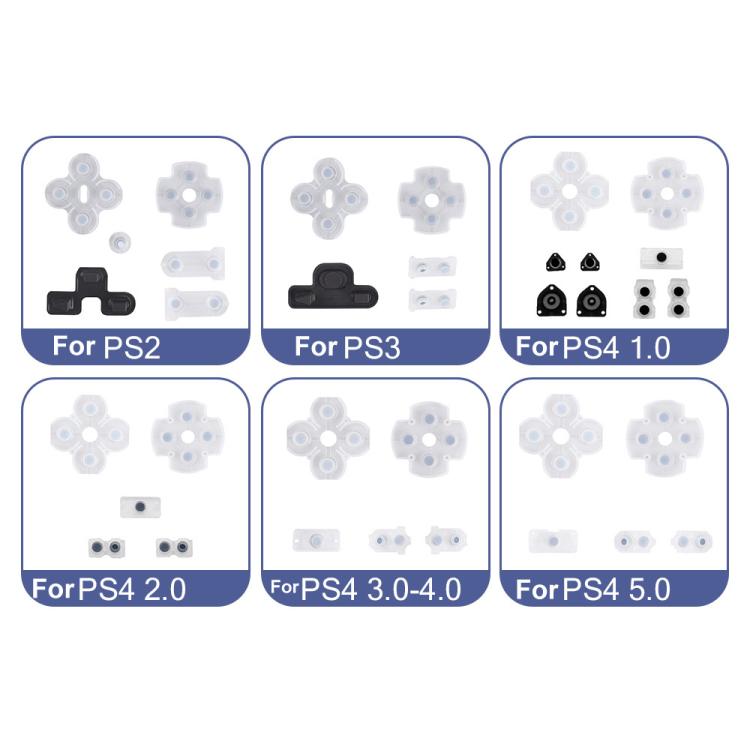 Manette de jeu, boutons en caoutchouc conducteur, coussinets souples, For PS2 10sets, For PS3 10sets, For PS4 10sets 1.0, For PS4 10sets 2.0, For PS4 10sets 3.0/4.0, For PS4 10sets 5.0