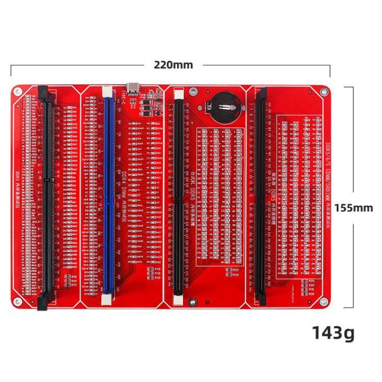 Testeur 4 en 1 avec indicateur LED pour modules de mémoire DDR3/DDR4 UDMM/DDR5 de bureau/DDR5 serveur, 4 In 1