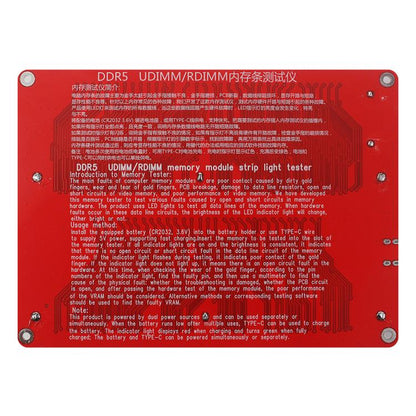 Outil de test pour modules de mémoire serveur DDR5 UDIMM/RDIMM de bureau avec voyant lumineux, 2 In 1
