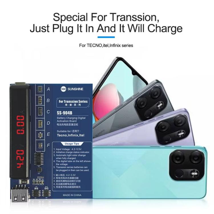 Outil de réparation de téléphones portables pour carte d'activation d'affichage numérique de charge de batterie de la série Transsion, SS-904B