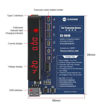 Outil de réparation de téléphones portables pour carte d'activation d'affichage numérique de charge de batterie de la série Transsion, SS-904B