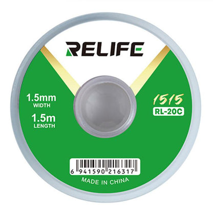 Ruban adhésif de nettoyage de soudures pour circuits imprimés RELIFE RL-20C, résistant à la corrosion, pour le retrait des soudures., 1.5mm x 1.5m, 2mm x 1.5m, 2.5mm x 1.5m, 3mm x 1.5m, 3.5mm x 1.5m