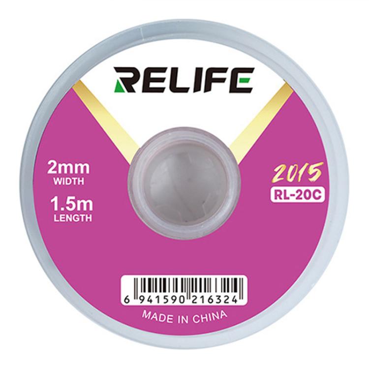 Ruban adhésif de nettoyage de soudures pour circuits imprimés RELIFE RL-20C, résistant à la corrosion, pour le retrait des soudures., 1.5mm x 1.5m, 2mm x 1.5m, 2.5mm x 1.5m, 3mm x 1.5m, 3.5mm x 1.5m