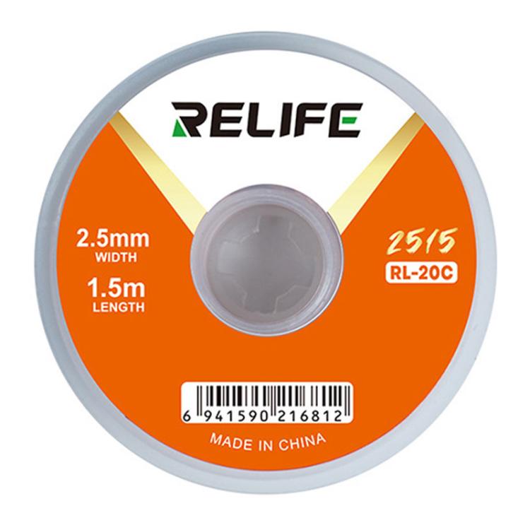 Ruban adhésif de nettoyage de soudures pour circuits imprimés RELIFE RL-20C, résistant à la corrosion, pour le retrait des soudures., 1.5mm x 1.5m, 2mm x 1.5m, 2.5mm x 1.5m, 3mm x 1.5m, 3.5mm x 1.5m
