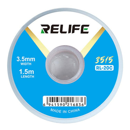 Ruban adhésif de nettoyage de soudures pour circuits imprimés RELIFE RL-20C, résistant à la corrosion, pour le retrait des soudures., 1.5mm x 1.5m, 2mm x 1.5m, 2.5mm x 1.5m, 3mm x 1.5m, 3.5mm x 1.5m