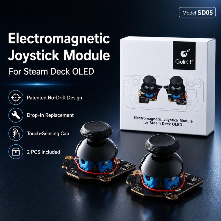 Kit de remplacement de joystick électromagnétique GuliKit SD05 pour Steam Deck OLED, kit de réparation de joystick analogique à effet Hall, sans soudure, détection tactile capacitive, for Steam Deck OLED