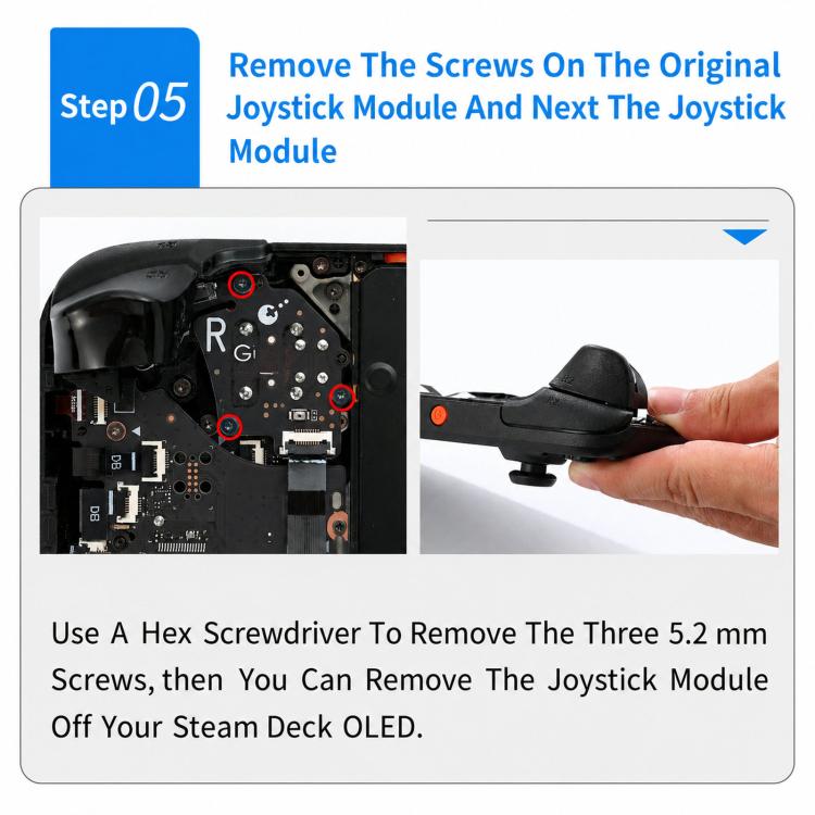 Kit de remplacement de joystick électromagnétique GuliKit SD05 pour Steam Deck OLED, kit de réparation de joystick analogique à effet Hall, sans soudure, détection tactile capacitive, for Steam Deck OLED
