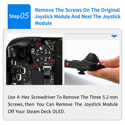 Kit de remplacement de joystick électromagnétique GuliKit SD05 pour Steam Deck OLED, kit de réparation de joystick analogique à effet Hall, sans soudure, détection tactile capacitive, for Steam Deck OLED