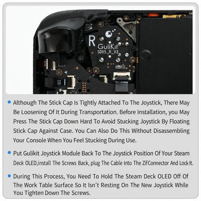 Kit de remplacement de joystick électromagnétique GuliKit SD05 pour Steam Deck OLED, kit de réparation de joystick analogique à effet Hall, sans soudure, détection tactile capacitive, for Steam Deck OLED
