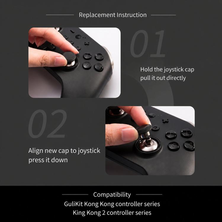Kit de joysticks GuliKit NS34 King Kong Ring : 6 embouts de remplacement en 1 avec 3 hauteurs, compatibles avec la série de manettes GuliKit King Kong., NS34 Black, NS34 Gray