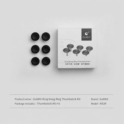 Kit de joysticks GuliKit NS34 King Kong Ring : 6 embouts de remplacement en 1 avec 3 hauteurs, compatibles avec la série de manettes GuliKit King Kong., NS34 Black, NS34 Gray