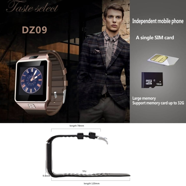 DZ09 Écran 1,56 pouces Bluetooth 3.0 Smart Watch Phone