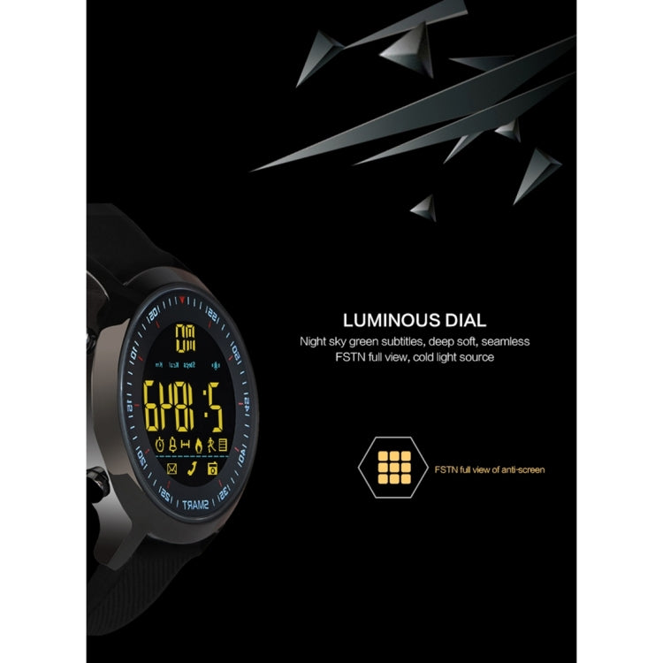 EX18 Montre de sport intelligente FSTN Écran plein écran Cadran lumineux Bracelet en TPU haute résistance, Comptage des étapes de soutien / Calories brûlées / Date du calendrier / Bluetooth 4.0 / Rappel d'appel entrant / Rappel de batterie faible