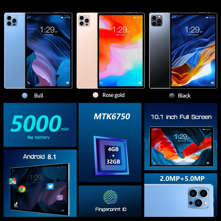 Android 8.1 MTK6750 Octa Core, prend en charge la double carte SIM, WiFi, Bluetooth, GPS