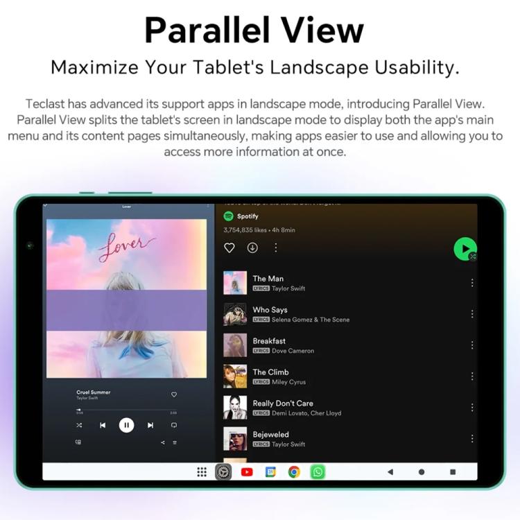 Tablette PC Teclast P85 8 pouces WiFi6, 3 Go + 64 Go, Android 15 Allwinner A333 5 cœurs (Vert menthe), P85