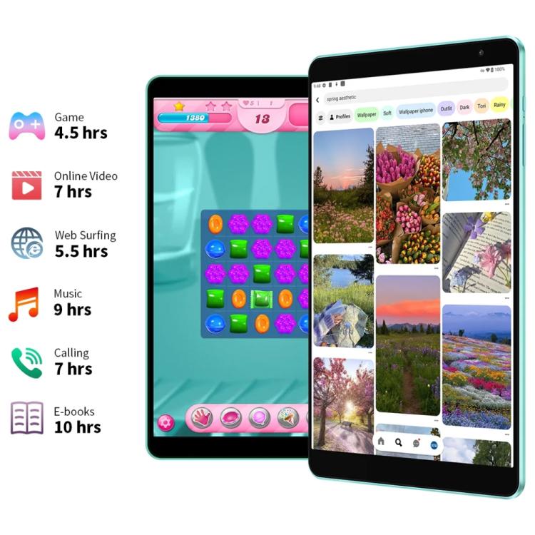 Tablette PC Teclast P85 8 pouces WiFi6, 3 Go + 64 Go, Android 15 Allwinner A333 5 cœurs (Vert menthe), P85